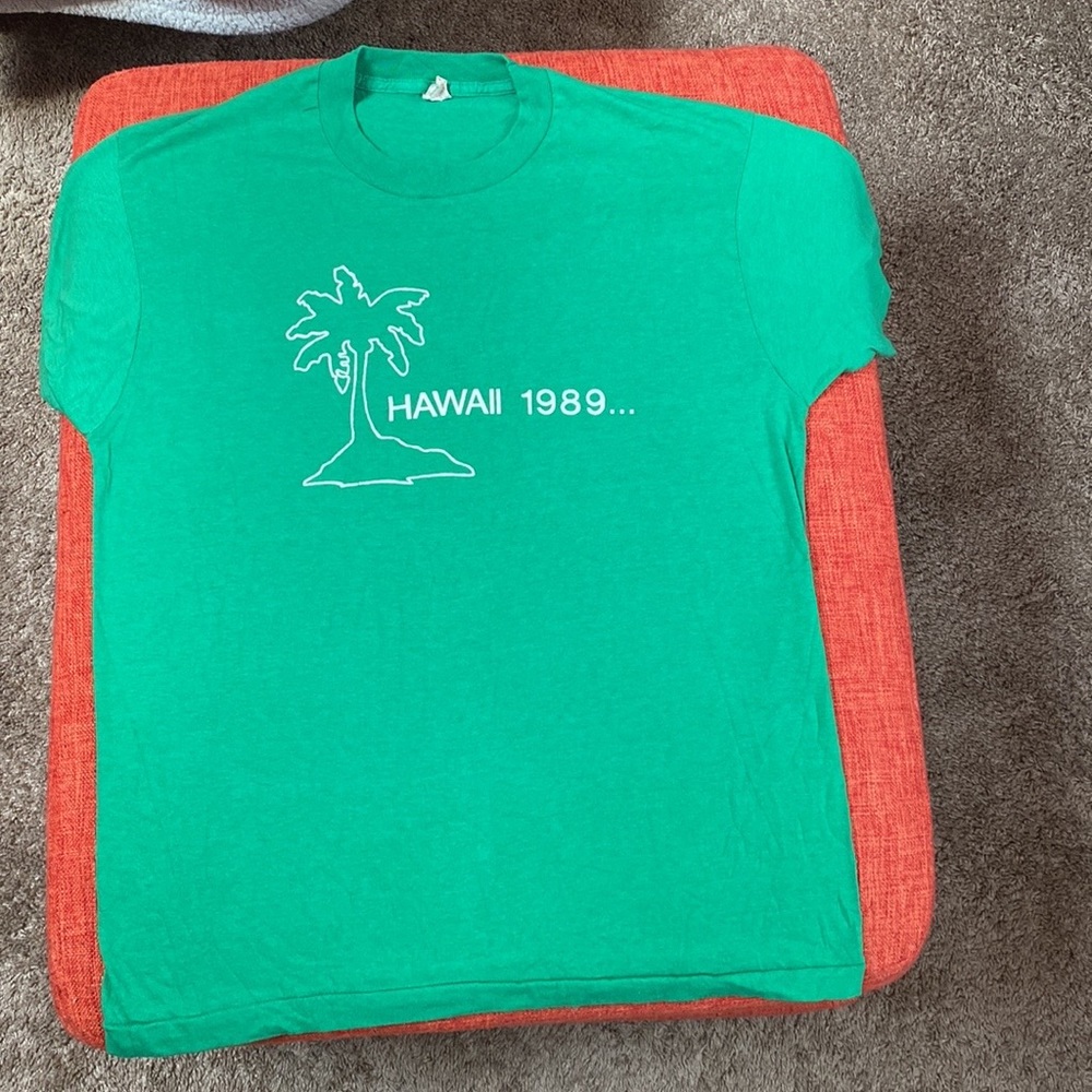 VTG 80’s Hawaii 1989 Be there Family Vacation Green Tee T-Shirt - Picture 4 of 9